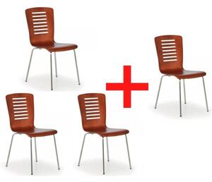Krzesło do jadalni drewniane LINES, orzech, 3+1 GRATIS