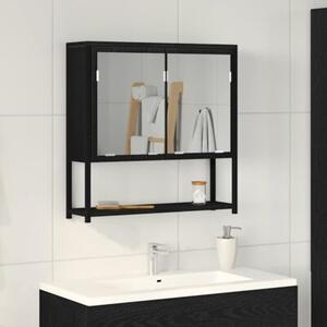 Szafka z lustrem z półką z drzwiami czarny dąb 60 x 16 x 60 cm