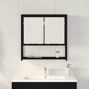 Szafka z lustrem z półką z drzwiami czarny dąb 60 x 16 x 60 cm