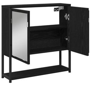 Szafka z lustrem z półką z drzwiami czarny dąb 60 x 16 x 60 cm