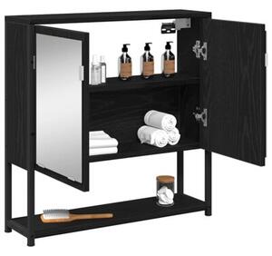 Szafka z lustrem z półką z drzwiami czarny dąb 60 x 16 x 60 cm