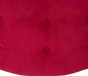 Okrągły welurowy puf pikowany z guzikami podnóżek ø 55 czerwony Tampa Beliani