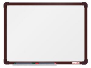 Biała magnetyczna tablica do pisania boardOK 600 x 450 mm, brązowa rama