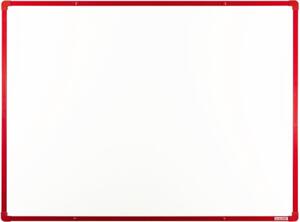 Biała tablica do pisania magnetyczna z powierzchnią ceramiczną boardOK, 1200 x 900 mm, czerwona ramka