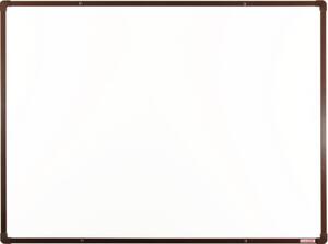 Biała tablica do pisania magnetyczna z powierzchnią ceramiczną boardOK, 1200 x 900 mm, brązowa ramka
