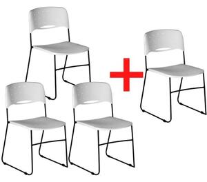 Plastikowe krzesło SQUARE, biały, 3+1 GRATIS
