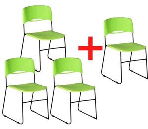 Plastikowe krzesło SQUARE, zielony, 3+1 GRATIS