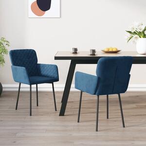 Krzesła stołowe, 2 szt., niebieskie, aksamitne
