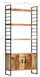 Regał na książki, 4 poziomy, 80x30x180 cm, surowe drewno mango