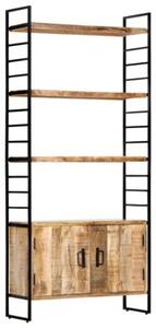 Regał na książki, 4 poziomy, 80x30x180 cm, surowe drewno mango