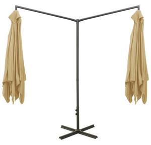 Podwójny parasol ogrodowy, stalowy słupek, taupe, 600x300 cm