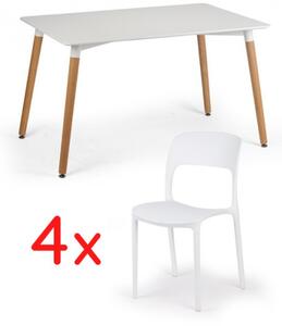 Zestaw - Stół do jadalni 120 x 80 + 4x krzesło plastikowe REFRESCO białe
