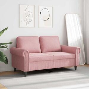 Sofa 2-osobowa, rÃ³Å¼owy, 120 cm, tapicerowana aksamitem