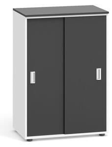 Szafa biurowa PRIMO, przesuwne drzwi, 1087 x 800 x 420 mm, biały/grafitowy