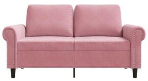 Sofa 2-osobowa, rÃ³Å¼owy, 120 cm, tapicerowana aksamitem