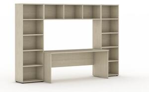 Biblioteka z wbudowanym biurkiem, 2950x700/400x1923 mm, dąb naturalny
