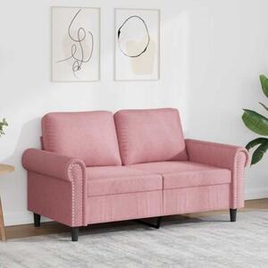 Sofa 2-osobowa, rÃ³Å¼owy, 120 cm, tapicerowana aksamitem