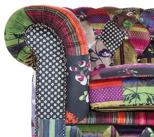 Klasyczna sofa 3-osobowa tapicerowana pikowana fioletowa patchwork Chesterfield Beliani