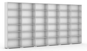 Biblioteka SILVER LINE, biały, 6 kolumn, 2230 x 4800 x 400 mm