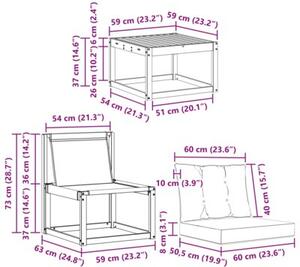 Zestaw mebli ogrodowych z litego drewna akacjowego z poduszkami, modularny, nowoczesny design