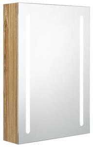 Szafka łazienkowa z lustrem i LED, kolor dębu, 50x13x70 cm