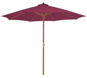 Parasol ogrodowy na drewnianym słupku, 300 cm, bordowy