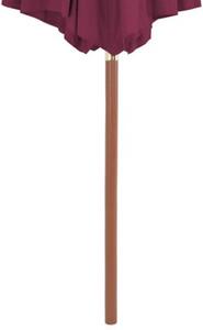 Parasol ogrodowy na drewnianym słupku, 300 cm, bordowy