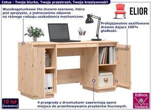Skandynawskie biurko sosnowe z półkami - Cetus