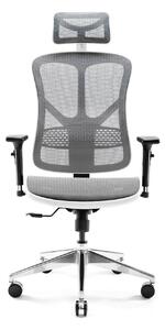 Fotel ergonomiczny Diablo V-Basic: biało-szary, siateczkowa tapicerka, fotel obrotowy, fotel biurowy