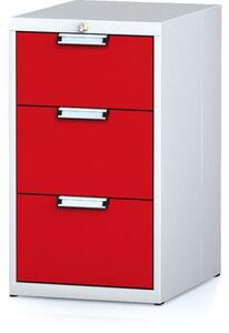 Kontenerek warsztatowy na narzędzia MECHANIC, 3 szuflady, 480 x 600 x 840 mm, czerwone drzwi