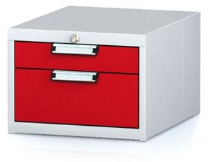 Kontenerek warsztatowy na narzędzia do stołów MECHANIC, 2 szuflady, 480 x 600 x 351 mm, czerwone drzwi