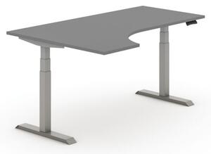 Stół z regulacją wysokości PRIMO ADAPT, elektryczny, 1800 x 1200 x 625-1275 mm, ergonomiczny prawy, antracyt, szary stelaż