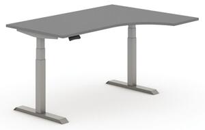 Stół z regulacją wysokości PRIMO ADAPT, elektryczny, 1600 x 1200 x 625-1275 mm, ergonomiczny lewy, grafit, szary stelaż