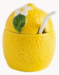 Ręcznie malowana cukiernica z porcelany z łyżeczką Amalfi