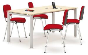 Stół konferencyjny AIR 1600 x 800, brzoza + 4 krzesła Viva czerwone