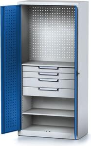 Szafa warsztatowa MECHANIC, 1950 x 920 x 500 mm, 2 półki, 4 szuflady, niebieskie drzwi