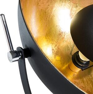 Retro lampa stojąca okrągły klosz czarno-złota podłogowa trójnóg Thames II Beliani