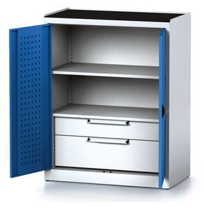 Szafa warsztatowa MECHANIC, 1170 x 920 x 500 mm, 1 półka, 2 szuflady, niebieskie drzwi