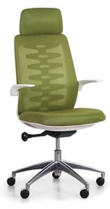 Krzesło biurowe z oparciem siatkowym SITTA WHITE, zielony