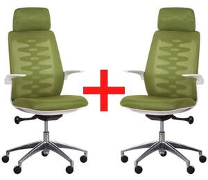 Krzesło biurowe z oparciem siatkowym SITTA WHITE 1+1 GRATIS, zielony