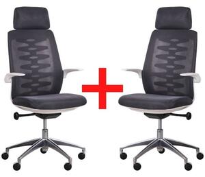 Krzesło biurowe z oparciem siatkowym SITTA WHITE 1+1 GRATIS, czarny