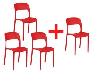 Krzesło do jadalni REFRESCO, czerwone 3 + 1 GRATIS