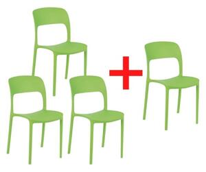 Krzesło do jadalni REFRESCO, zielone, 3+1 GRATIS