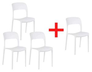 Krzesło do jadalni REFRESCO, białe, 3+1 GRATIS