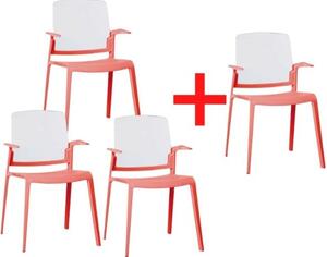 Plastikowe krzesła GEORGE, 3+1 GRATIS, czerwony