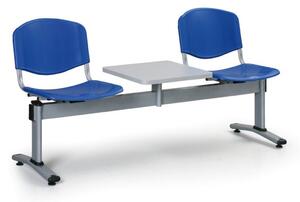Ławka do poczekalni plastikowa VERONA - 2 siedziska + stołek, niebieski