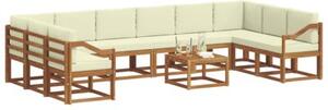 Zestaw sof ogrodowych z litego drewna akacjowego, modułowy, nowoczesny design, naturalne kolory