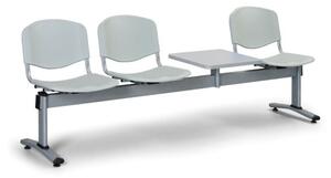 Ławka do poczekalni plastikowa VERONA - 3 siedziska + stołek, szary