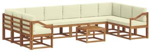 Zestaw sof ogrodowych z litego drewna akacjowego, modułowy, nowoczesny design, naturalne kolory