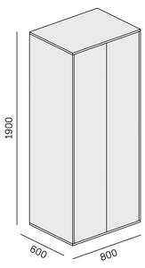 Szafa ubraniowa biurowa LAYERS, drążek do szafy, 800 x 600 x 1905 mm, biała